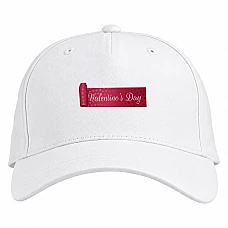 Baseball cap with Print Valentine's Day Inscription On A Fabric Ribbon - white