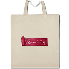 Eco bag with print Valentine's Day Inscription On A Fabric Ribbon - beige