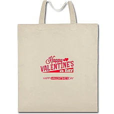 Eco bag with print Valentine's Day Inscription Bright Red - beige