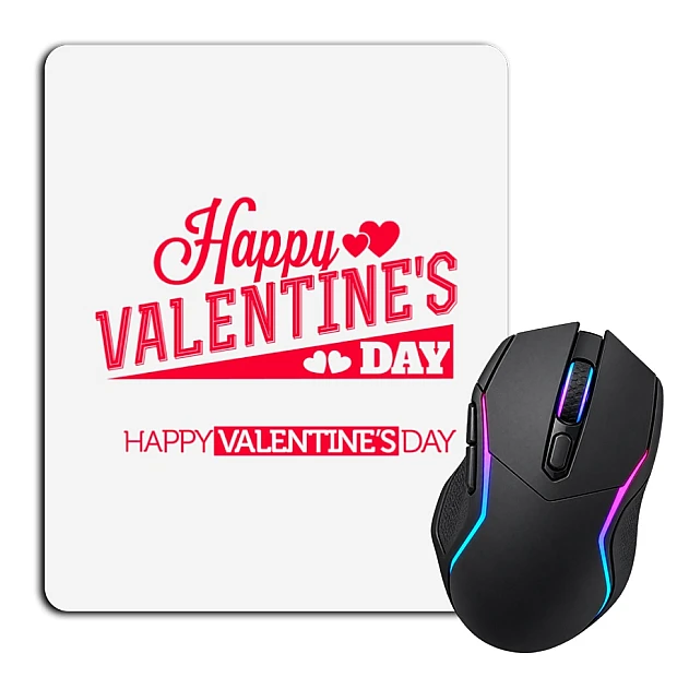 Mouse pad with print Valentine's Day Inscription Bright Red