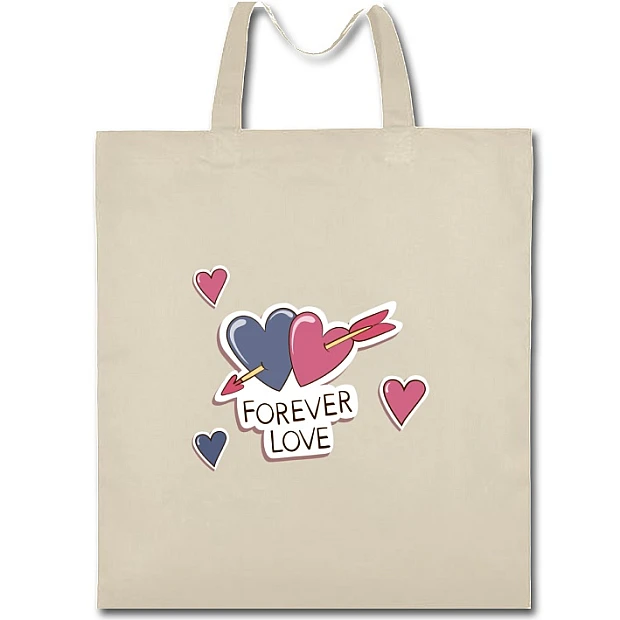 Eco bag with print Valentine's Day Forever Love - beige