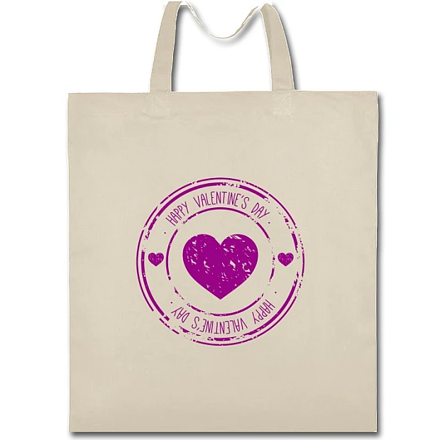 Eco bag with print Valentine's Day Heart Stamp - beige