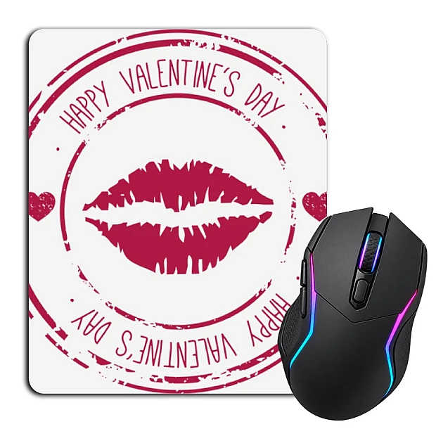Mouse pad with print Valentine's Day Kiss Lip Print