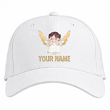 Baseball cap with Print Angel Day Your Name Hand Drawn Angel - white