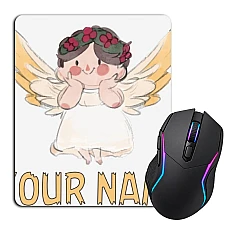 Mouse pad with print Angel Day Your Name Hand Drawn Angel