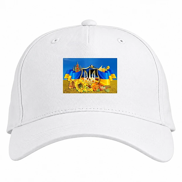 Baseball cap with Print Independence Day Flag Emblem Sunflower - white