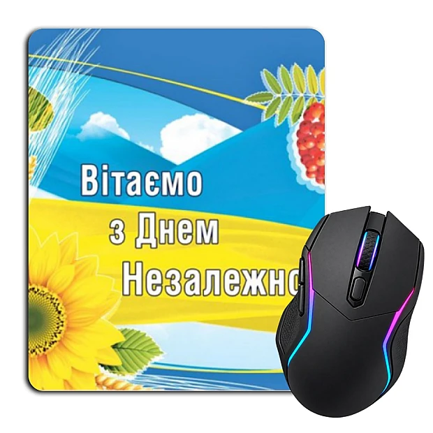 Коврик для мыши с принтом День Независимости Флаг Калина Подсолнух