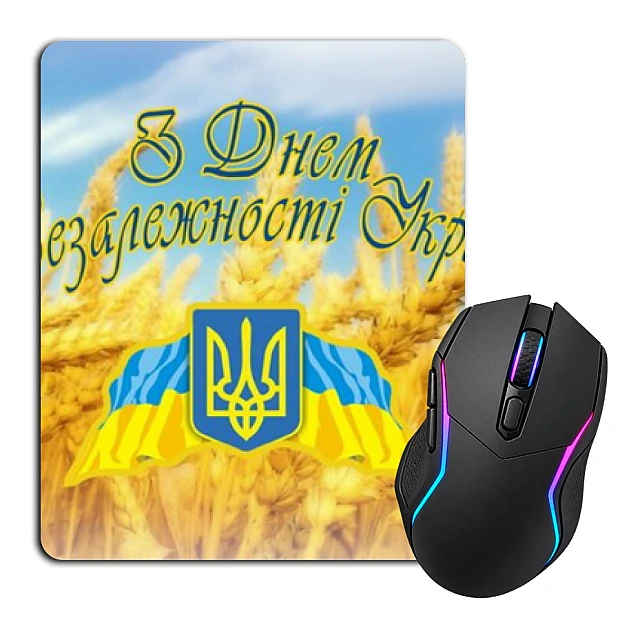 Коврик для мыши с принтом День Независимости Флаг Герб Пшеница