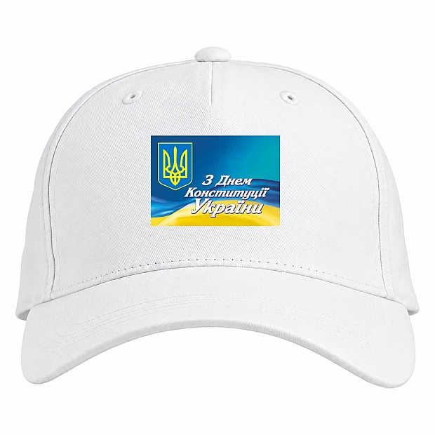 Бейсболка с принтом День Конституции Герб На Фоне Флага - белая