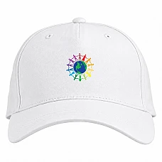 Baseball cap with Print Young People Around The Earth - white