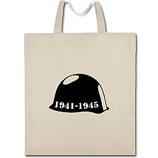 Эко сумка с принтом Шлем Воина 1941-1945 - бежевая