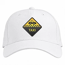 Baseball cap with Print Taxi Driver Day Sign - white