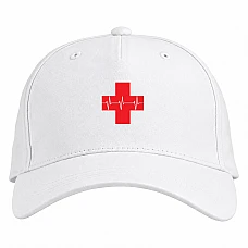 Baseball cap with Print Day Medic Red Cross And Kardiograma - white