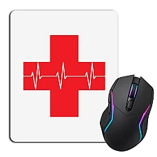 Mouse pad with print Day Medic Red Cross And Kardiograma