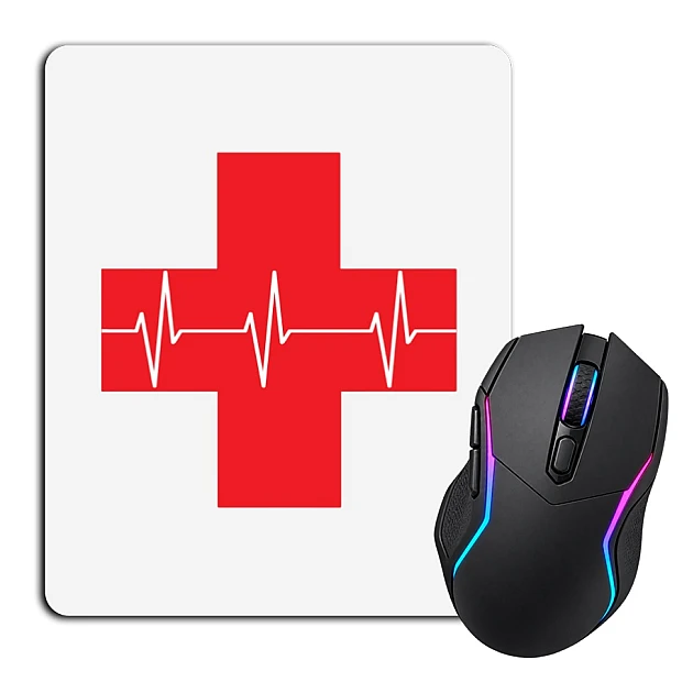 Mouse pad with print Day Medic Red Cross And Kardiograma