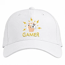Baseball cap with Print Esports Gamepad Hand And Lightning - white