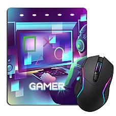 Mouse pad with print Esports Player In Neon Colors