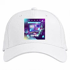 Baseball cap with Print Esports Player In Neon Colors - white