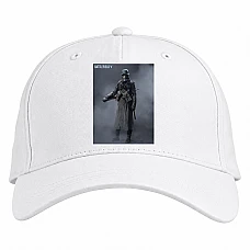 Baseball cap with Print A Soldier In A Gas Mask With Protection - white