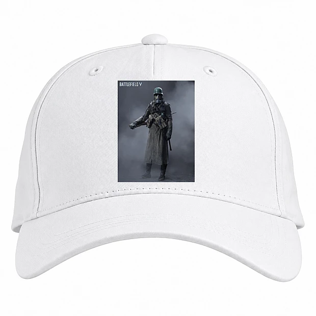 Baseball cap with Print A Soldier In A Gas Mask With Protection - white
