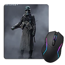 Mouse pad with print A Soldier In A Gas Mask With Protection