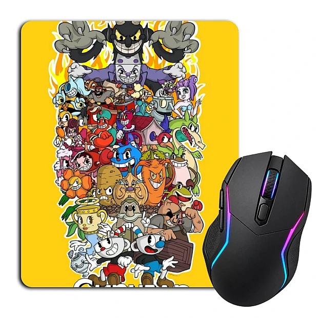 Mouse pad with print Cuphead All The Heroes Of The Game