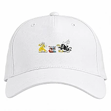 Baseball cap with Print Cuphead Protagonists Clown And Evil Cat - white