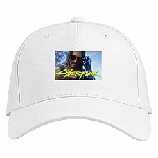 Baseball cap with Print Cyberpunk 2077 Keanu Reeves - white