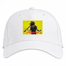 Baseball cap with Print Cyberpunk 2077 Hero Of The Game With A Guitar In The Glasses - white