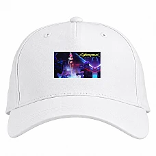 Baseball cap with Print Cyberpunk 2077 Riot At The Bar - white