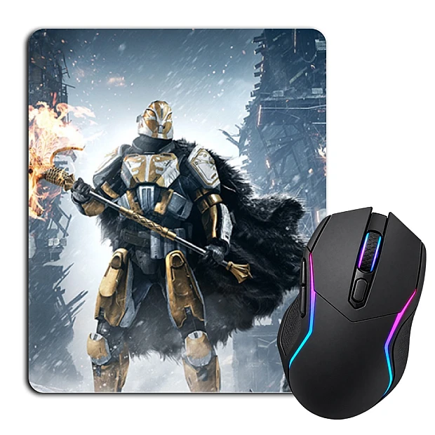 Mouse pad with print Destiny Hero With A Wolf And An Ax