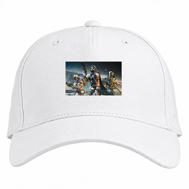 Бейсболка с принтом Дестини Три Воина - белая