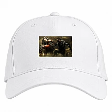 Baseball cap with Print Deus Ex Fight With The Boss - white