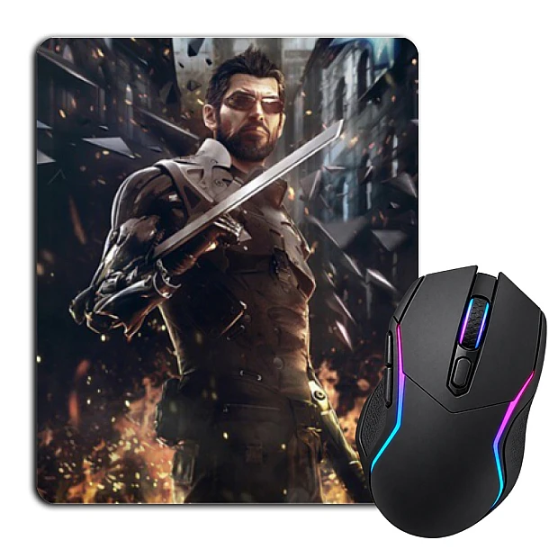Mouse pad with print Deus Ex Protagonist With A Sword