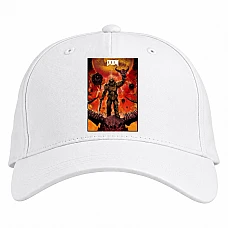 Baseball cap with Print Doom Skull - white