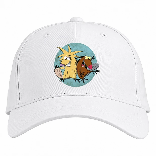 Baseball cap with Print Angry Beavers Funny Heroes - white
