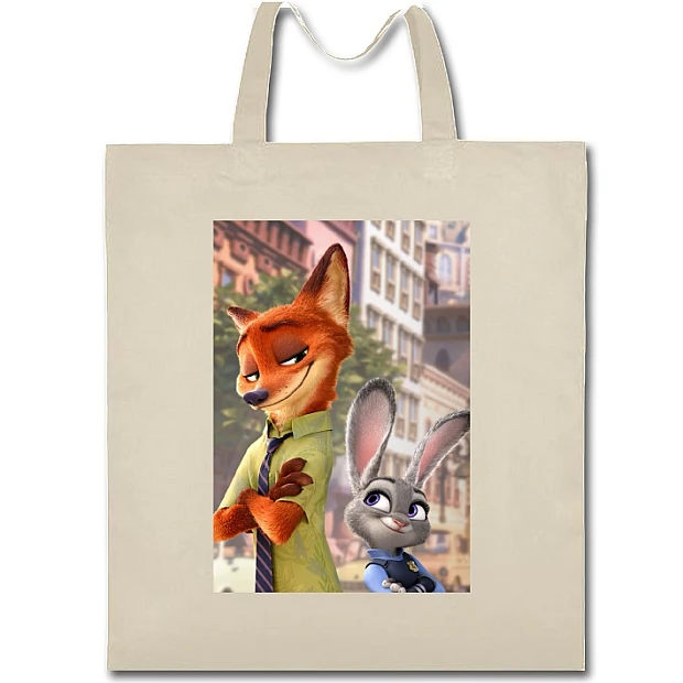 Eco bag with print Zootopia Judy Hopps And Nick Wilde - beige