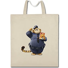 Eco bag with print Zootopia Benjamin Clawhauser - beige