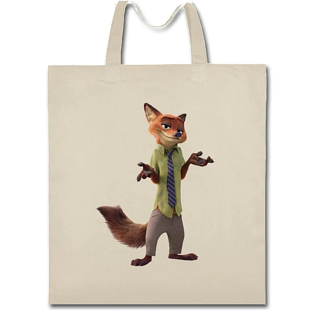 Eco bag with print Zootopia Nick - beige
