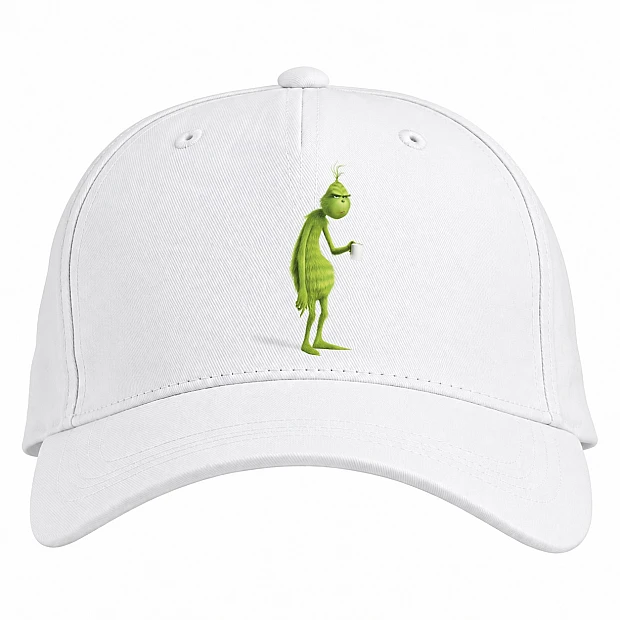 Baseball cap with Print Grinch Coffe Time - white