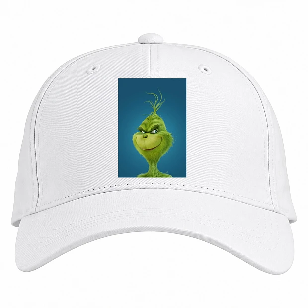 Baseball cap with Print Grinch Smiling Face - white
