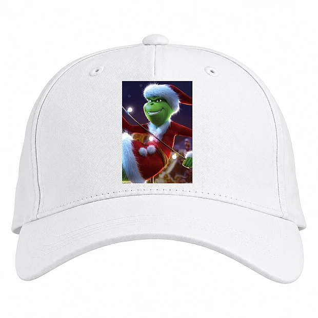 Baseball cap with Print Grinch Santa Claus Version - white