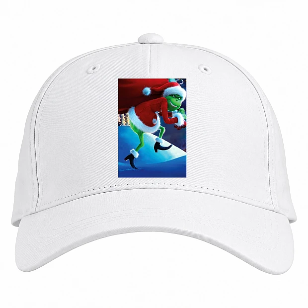 Baseball cap with Print Grinch Santa Claus Edition - white