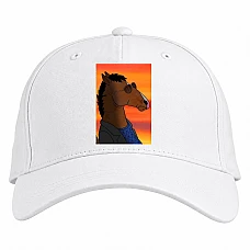 Baseball cap with Print Bojack Horseman Sunset - white