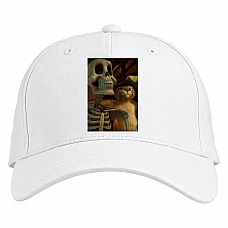 Baseball cap with Print Puss In Boots Sceleton - white
