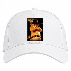 Baseball cap with Print Puss In Boots Cat - white