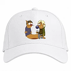 Baseball cap with Print Catdog Hipsters - white