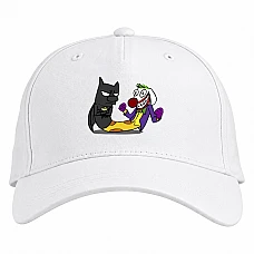 Baseball cap with Print Catdog Batman And Joker - white