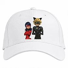 Baseball cap with Print Miraculous Tales Of Ladybug And Cat Noir - white