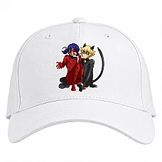Baseball cap with Print Miraculous Ladybug And Cat Noir - white